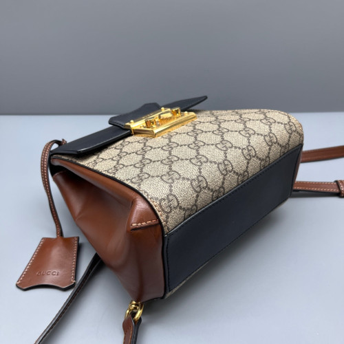 Gucci Padlock Backpack GG Supreme Monogram Black Brown