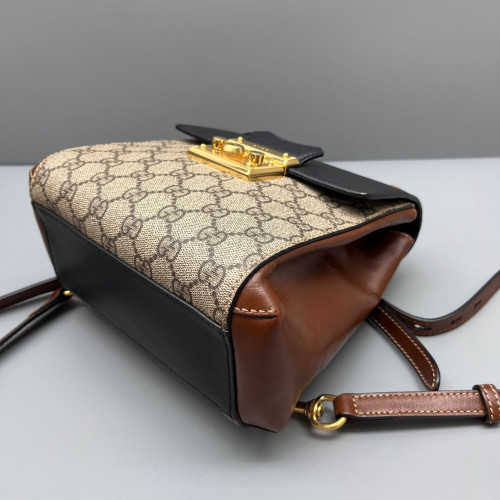 Gucci Padlock Backpack GG Supreme Monogram Black Brown