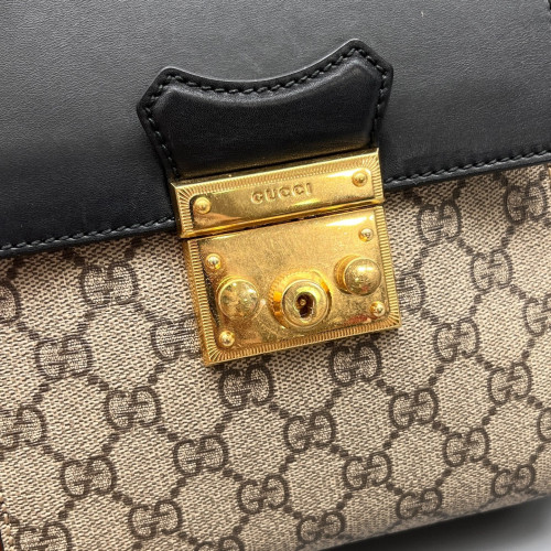 Gucci Padlock Backpack GG Supreme Monogram Black Brown