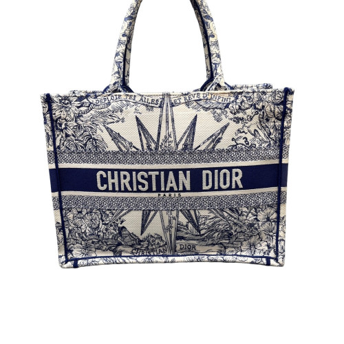 Dior Small Book Tote Canvas Navy Beige