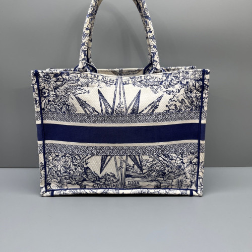 Dior Small Book Tote Canvas Navy Beige