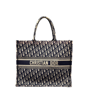 Dior Large Book Tote Canvas Beige Navy