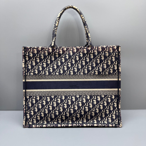Dior Large Book Tote Canvas Beige Navy