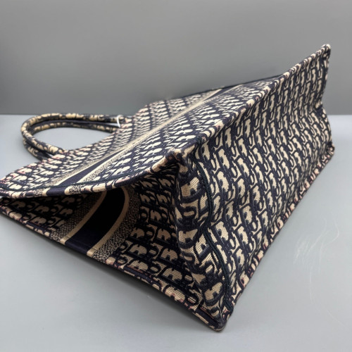 Dior Large Book Tote Canvas Beige Navy