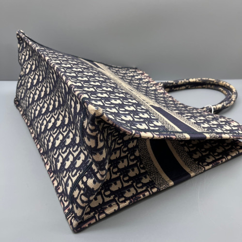 Dior Large Book Tote Canvas Beige Navy