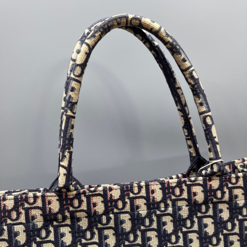 Dior Large Book Tote Canvas Beige Navy