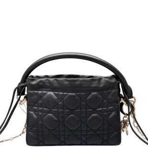 Dior Mini Lady Dior Milly Drawstring Bag Calfskin Black