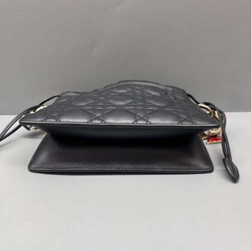 Dior Mini Lady Dior Milly Drawstring Bag Calfskin Black Dior Mini Lady Dior Milly Drawstring Bag Calfskin Black