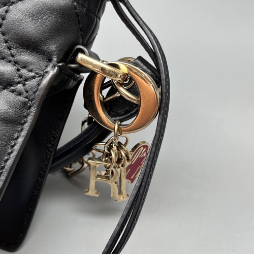 Dior Mini Lady Dior Milly Drawstring Bag Calfskin Black Dior Mini Lady Dior Milly Drawstring Bag Calfskin Black