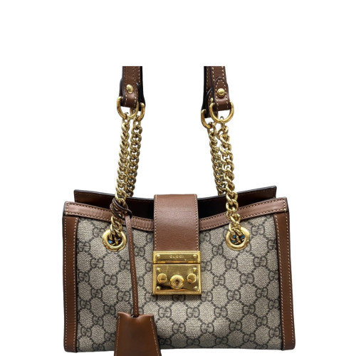 Gucci Small Padlock Tote GG Supreme Monogram Brown Beige Gucci Small Padlock Tote GG Supreme Monogram Brown Beige