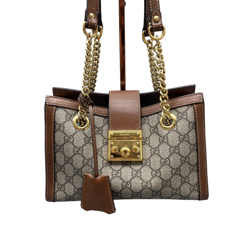 Gucci Small Padlock Tote GG Supreme Monogram Brown Beige Gucci Small Padlock Tote GG Supreme Monogram Brown Beige
