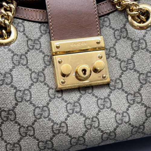Gucci Small Padlock Tote GG Supreme Monogram Brown Beige Gucci Small Padlock Tote GG Supreme Monogram Brown Beige