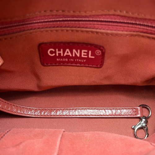 Chanel Chevron Quilted Small Gabrielle Hobo Crumpled Calfskin Orange Red