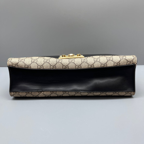 Gucci Medium Padlock Shoulder Bag GG Supreme Monogram Black Brown Gucci Medium Padlock Shoulder Bag GG Supreme Monogram Black Brown