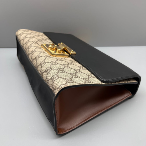 Gucci Medium Padlock Shoulder Bag GG Supreme Monogram Black Brown Gucci Medium Padlock Shoulder Bag GG Supreme Monogram Black Brown