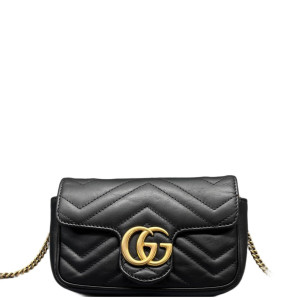 Gucci Matelasse Super Mini GG Marmont Calfskin Black