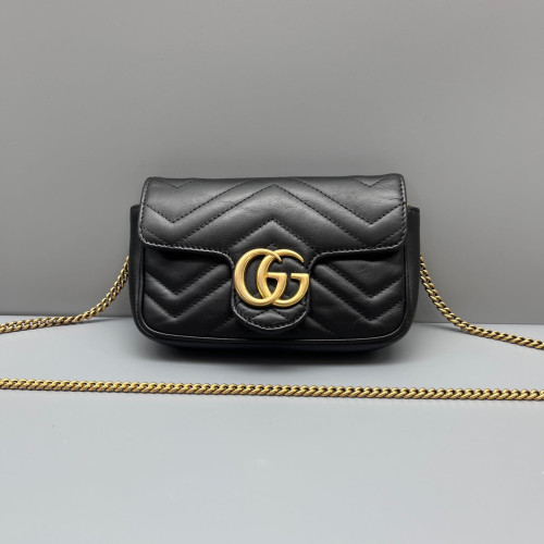 Gucci Matelasse Super Mini GG Marmont Calfskin Black Gucci Matelasse Super Mini GG Marmont Calfskin Black