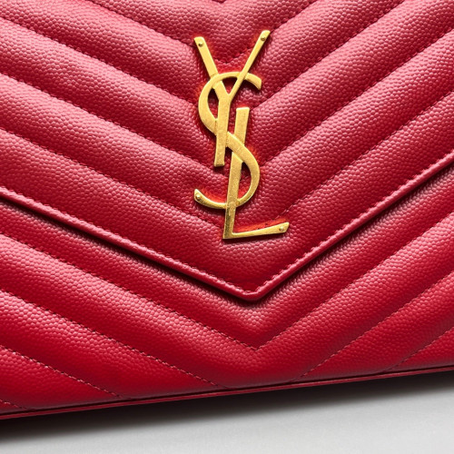 Yves Saint Laurent Matelasse Cassandra Chain Wallet Caviar Red