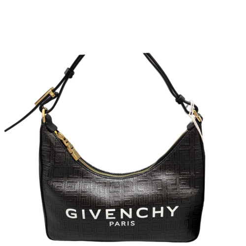Givenchy Shoulder Bag Coated Canvas 4G Embossed Logo Calfskin Black