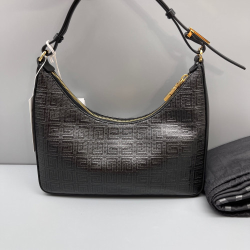 Givenchy Shoulder Bag Coated Canvas 4G Embossed Logo Calfskin Black