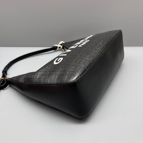 Givenchy Shoulder Bag Coated Canvas 4G Embossed Logo Calfskin Black