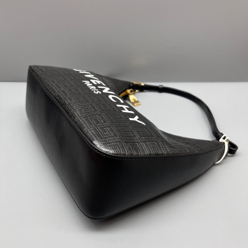 Givenchy Shoulder Bag Coated Canvas 4G Embossed Logo Calfskin Black