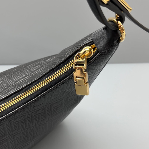 Givenchy Shoulder Bag Coated Canvas 4G Embossed Logo Calfskin Black