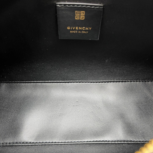 Givenchy Shoulder Bag Coated Canvas 4G Embossed Logo Calfskin Black