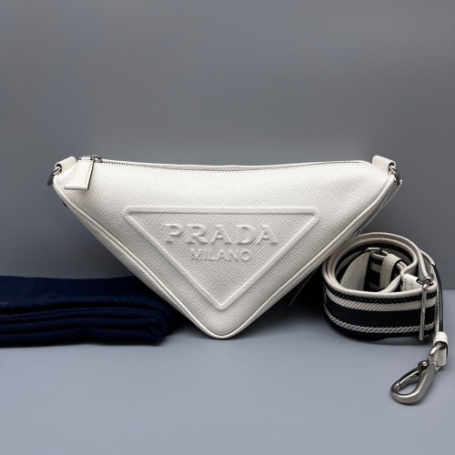 Prada Triangle Bag Saffiano Calfskin White Prada Triangle Bag Saffiano Calfskin White