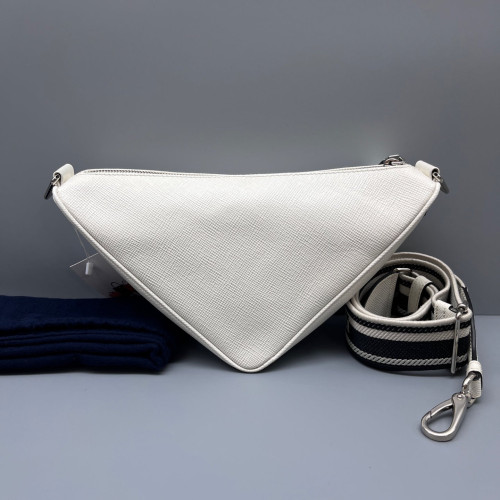 Prada Triangle Bag Saffiano Calfskin White Prada Triangle Bag Saffiano Calfskin White
