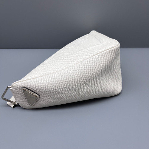 Prada Triangle Bag Saffiano Calfskin White Prada Triangle Bag Saffiano Calfskin White