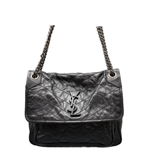 Yves Saint Laurent Medium Niki Chain Pull Up Leather Black