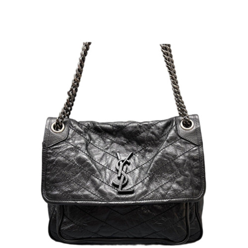 Yves Saint Laurent Medium Niki Chain Pull Up Leather Black