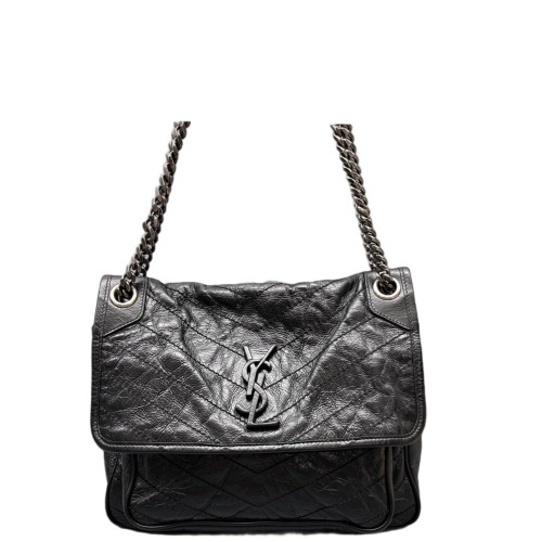 Yves Saint Laurent Medium Niki Chain Pull Up Leather Black