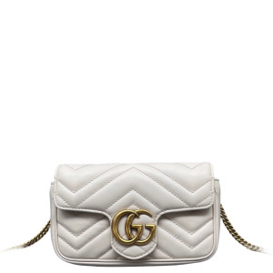 Gucci Matelasse Super Mini GG Marmont Calfskin White