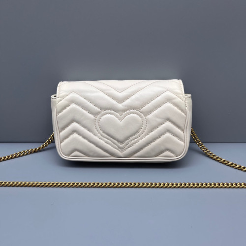 Gucci Matelasse Super Mini GG Marmont Calfskin White
