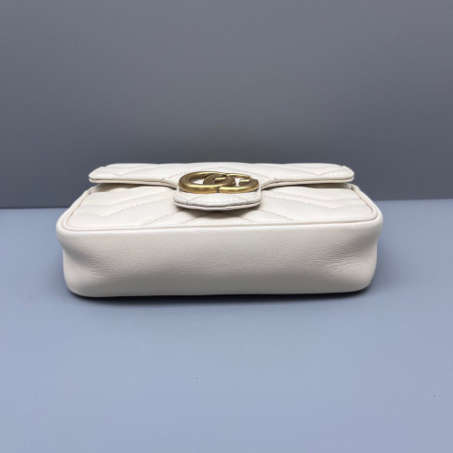 Gucci Matelasse Super Mini GG Marmont Calfskin White
