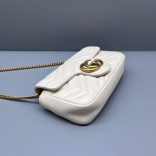 Gucci Matelasse Super Mini GG Marmont Calfskin White