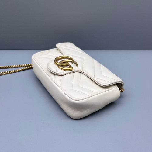Gucci Matelasse Super Mini GG Marmont Calfskin White
