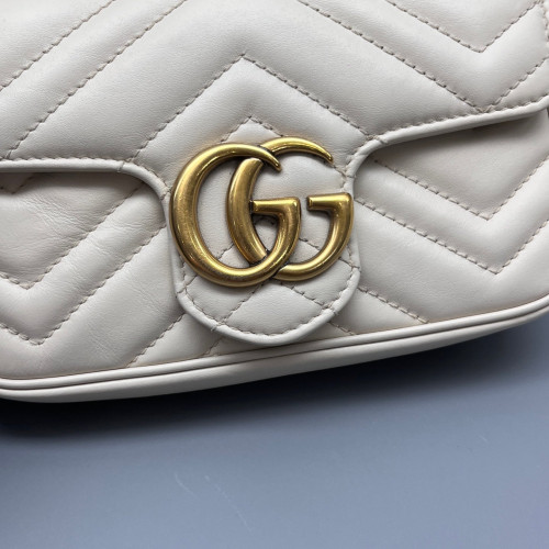 Gucci Matelasse Super Mini GG Marmont Calfskin White