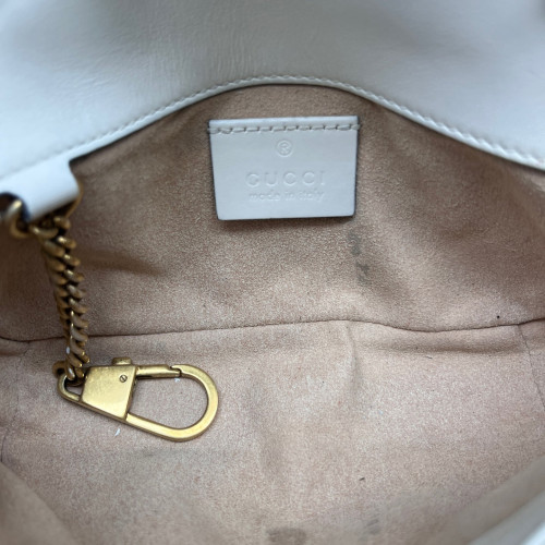 Gucci Matelasse Super Mini GG Marmont Calfskin White