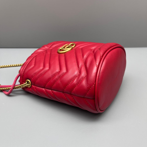 Gucci Matelasse Mini GG Marmont Bucket Bag Calfskin Red Gucci Matelasse Mini GG Marmont Bucket Bag Calfskin Red