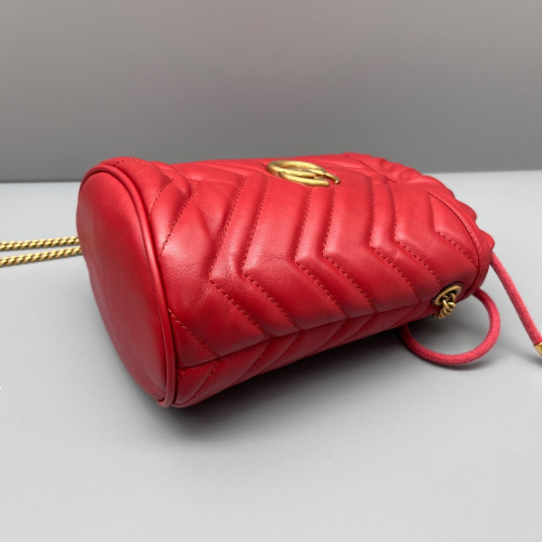 Gucci Matelasse Mini GG Marmont Bucket Bag Calfskin Red Gucci Matelasse Mini GG Marmont Bucket Bag Calfskin Red