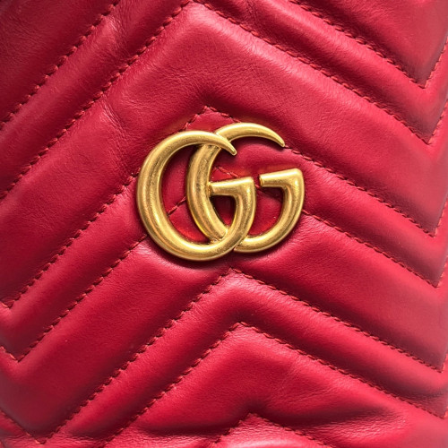 Gucci Matelasse Mini GG Marmont Bucket Bag Calfskin Red Gucci Matelasse Mini GG Marmont Bucket Bag Calfskin Red