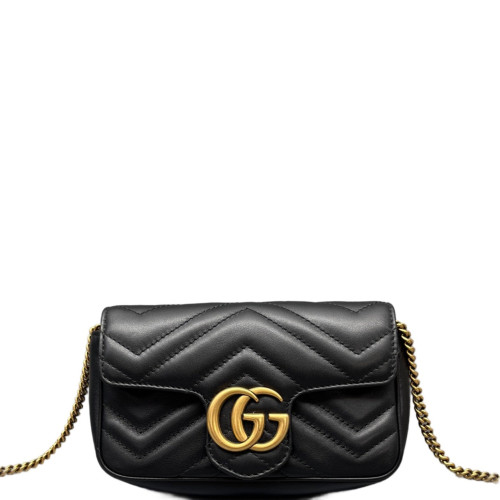 Gucci Matelasse Super Mini GG Marmont Calfskin Black