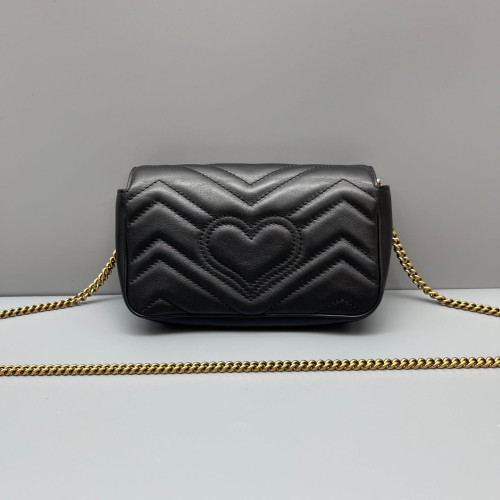 Gucci Matelasse Super Mini GG Marmont Calfskin Black