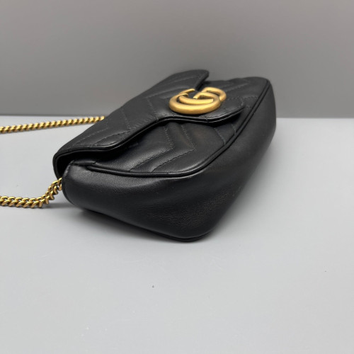 Gucci Matelasse Super Mini GG Marmont Calfskin Black