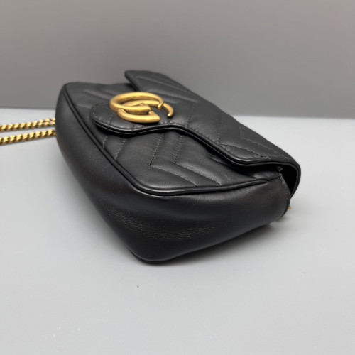 Gucci Matelasse Super Mini GG Marmont Calfskin Black