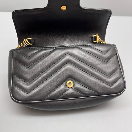Gucci Matelasse Super Mini GG Marmont Calfskin Black