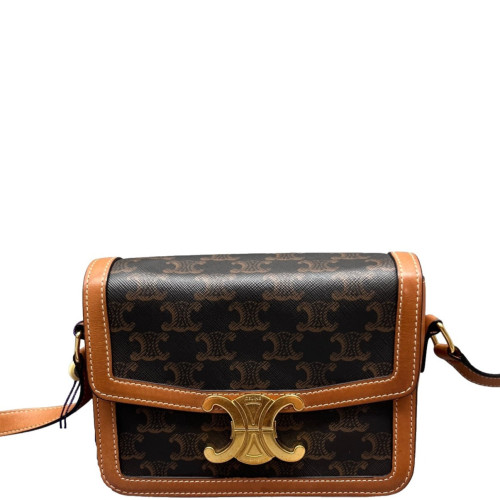 Celine Teen Triomphe Shoulder Bag Triomphe Brown Black